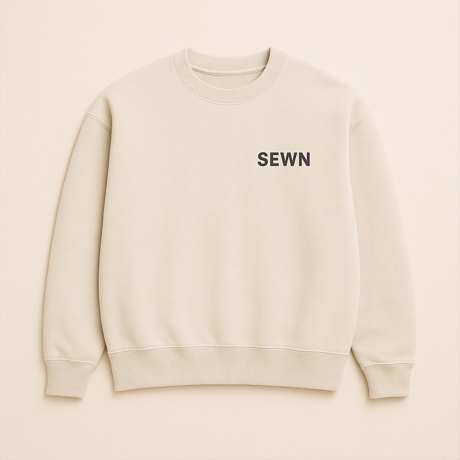 A crewneck sweatshirt, photographed flat.